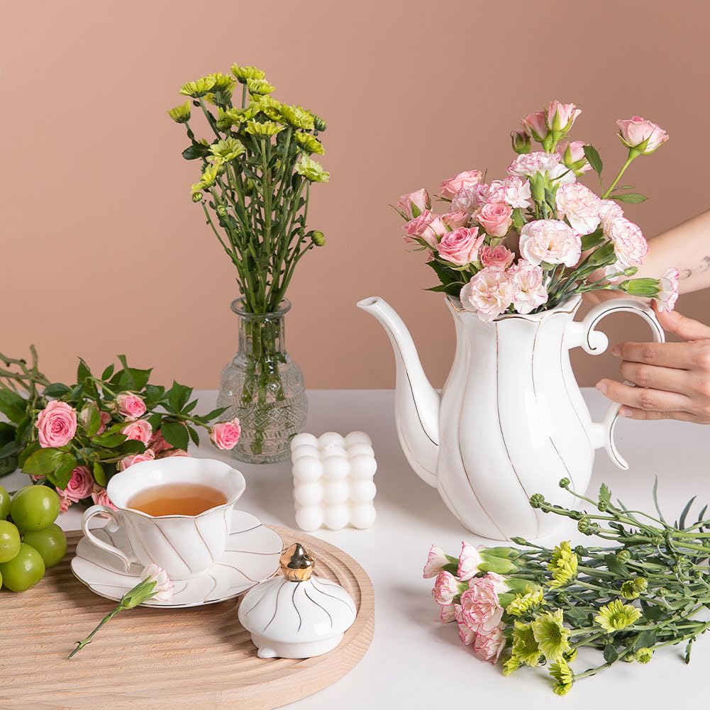 Sweejar 22-Pieces Porcelain Tea Set, Gift Tea Set, Cups& Saucer